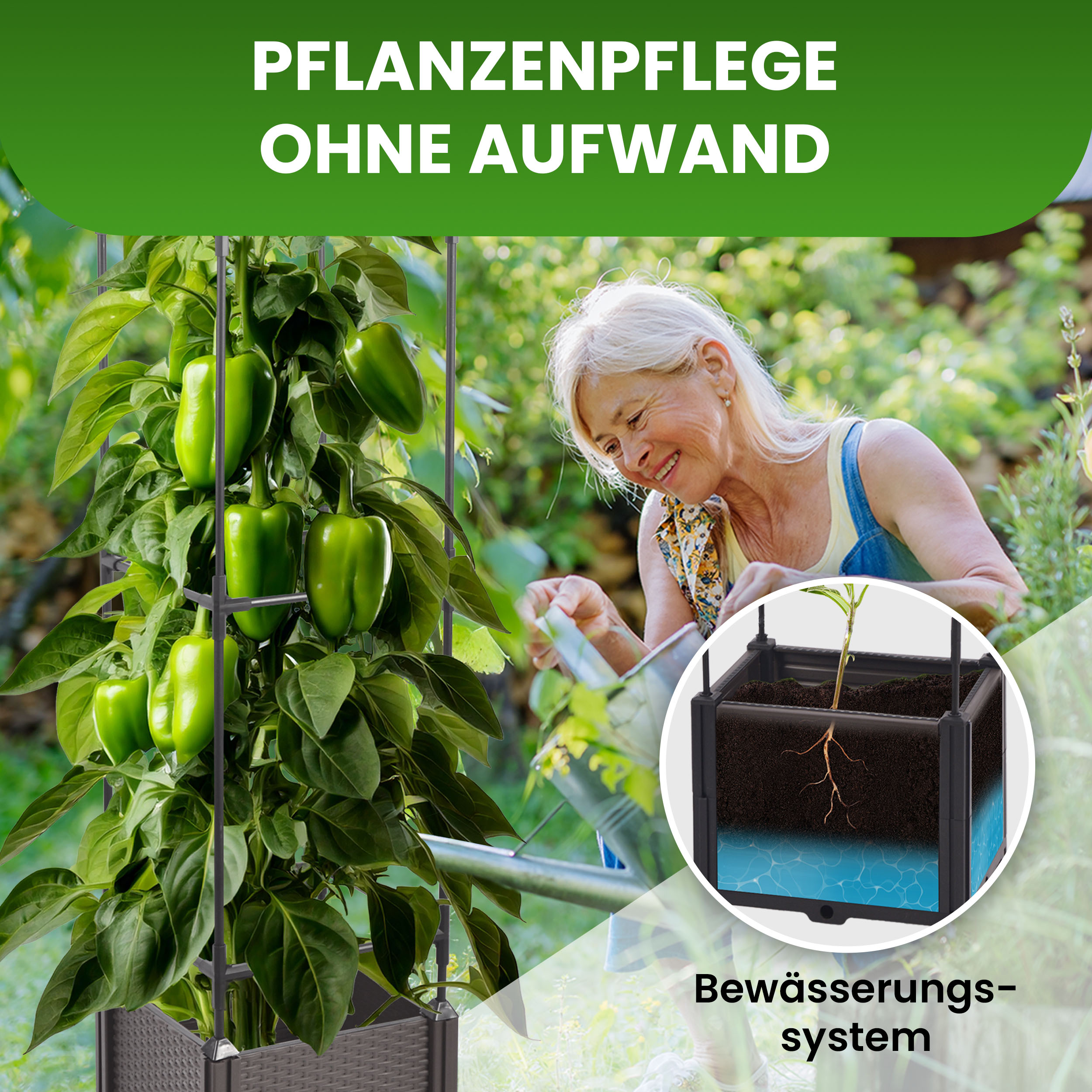 3uclOnwzS22Als Blumenkasten Set mit Rankhilfe 4 Ebenen 30x30xH164 cm Pflanzgefäß für Garten Balkon
