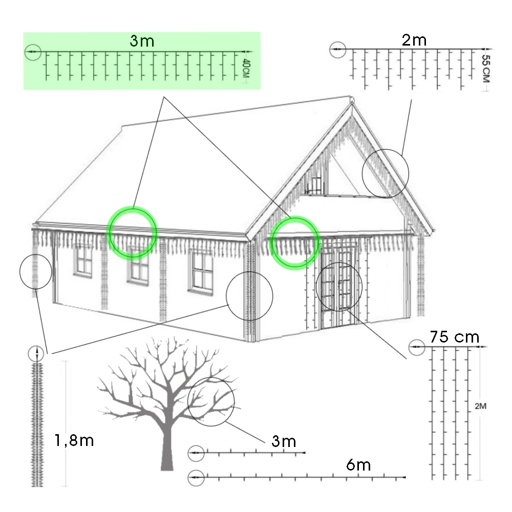 PRO CONNECT Eisregen-Lichterkette 3 m 60 LED warmweiß - IP44 für innen & außen