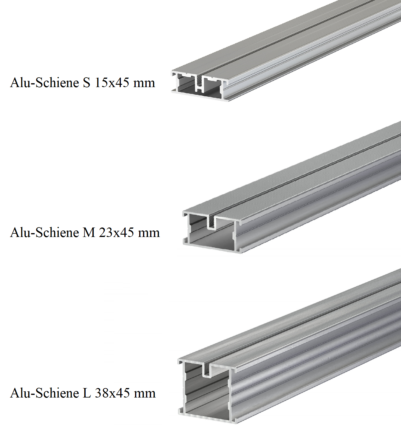 Aluschienen-S-M-L Alu-Schiene Unterkonstruktion Terrassen Bodenverlegeprofil Aluminium Aluprofil