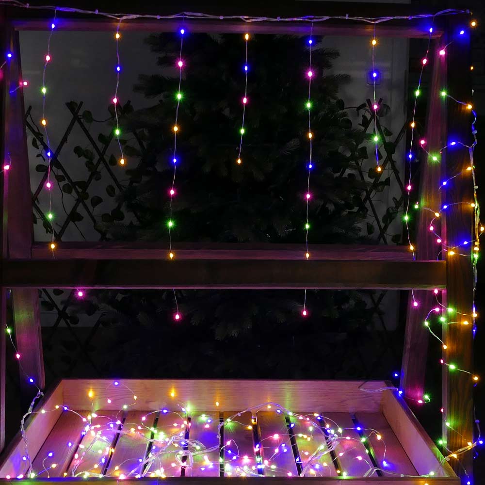 eisregen-bunte-lichterkette Eisregen Draht-Lichterkette 6m 450 Micro-LED bunt Weihnachten außen