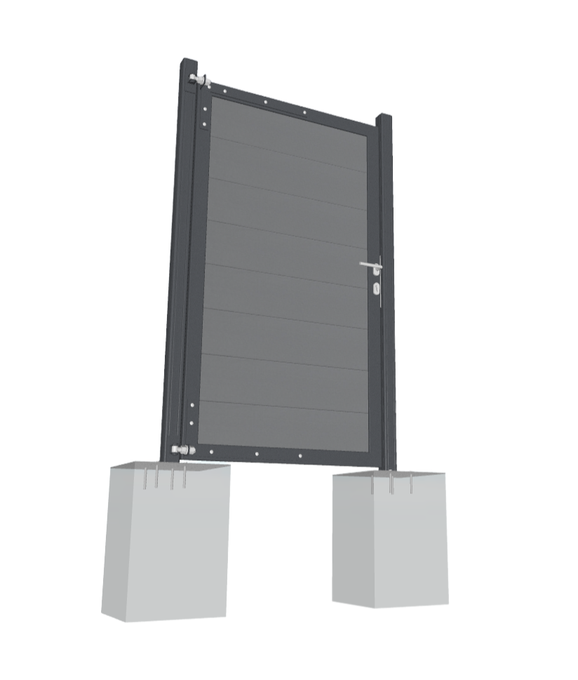 Alu-Torrahmen-anthraziteqbrQYUKuf2El ALU-Tor-Pfosten 7x7x190 cm anthrazit 2er-Set inkl. Pfostenträger für WPC-Steckzaun