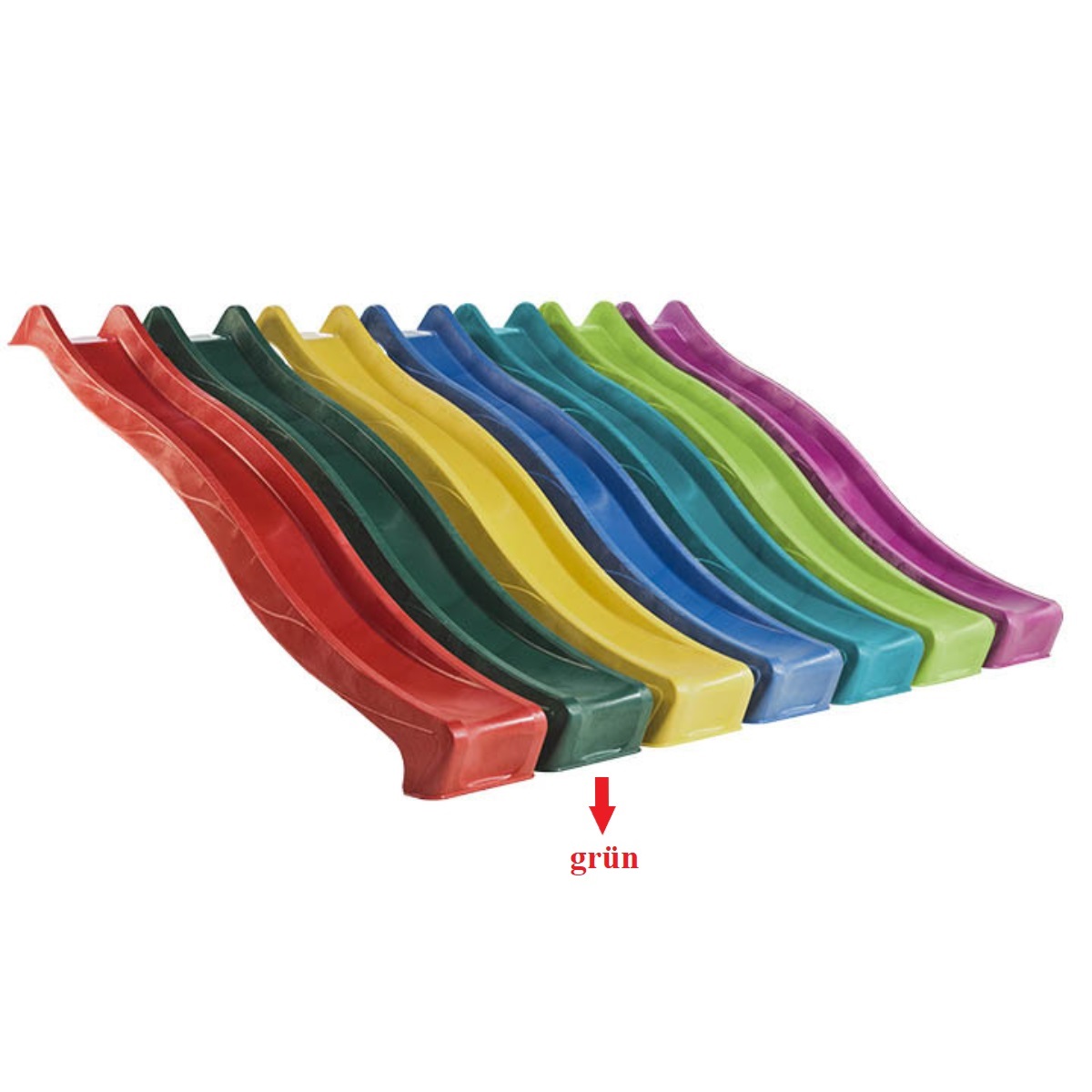 Rutsche-300-dunkelgruen 2. Wahl Wellenrutsche 240 cm für Podesthöhe 120 cm Anbaurutsche aus HDPE