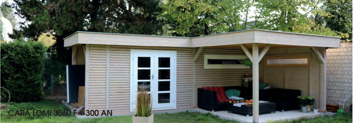Cara-Lomi-3060-F-300-AN Premium Gartenhaus Cara Lomi 3060 F + 300 AN Ferienhaus