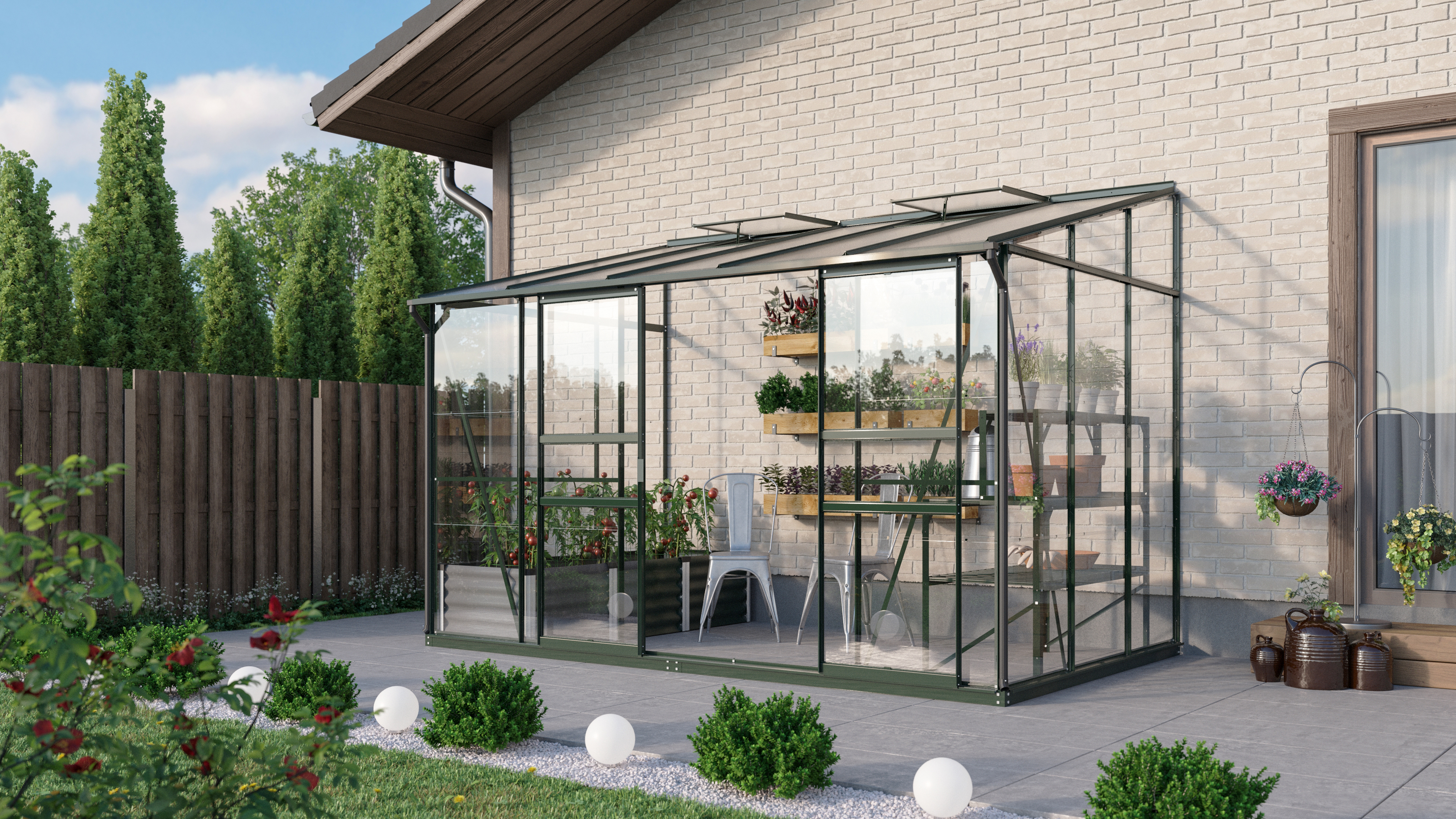 Gewächshaus Osiris / Ida 6500 ESG/HKP, smaragd B 2,01 x T 3,24 x H 2,21 m