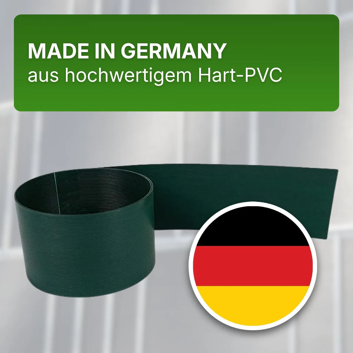 Hart-PVC Sichtschutzstreifen grün 2525×190×1,35 mm Doppelstabmatten