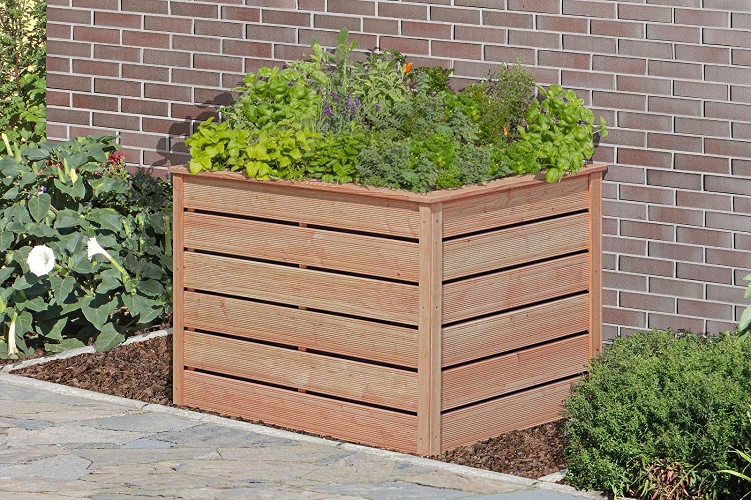 Hochbeet B125xT85xH80 cm Lärche Natur Bretter 20x120mm Kräuterbeet Pflanzbeet Gemüsebeet