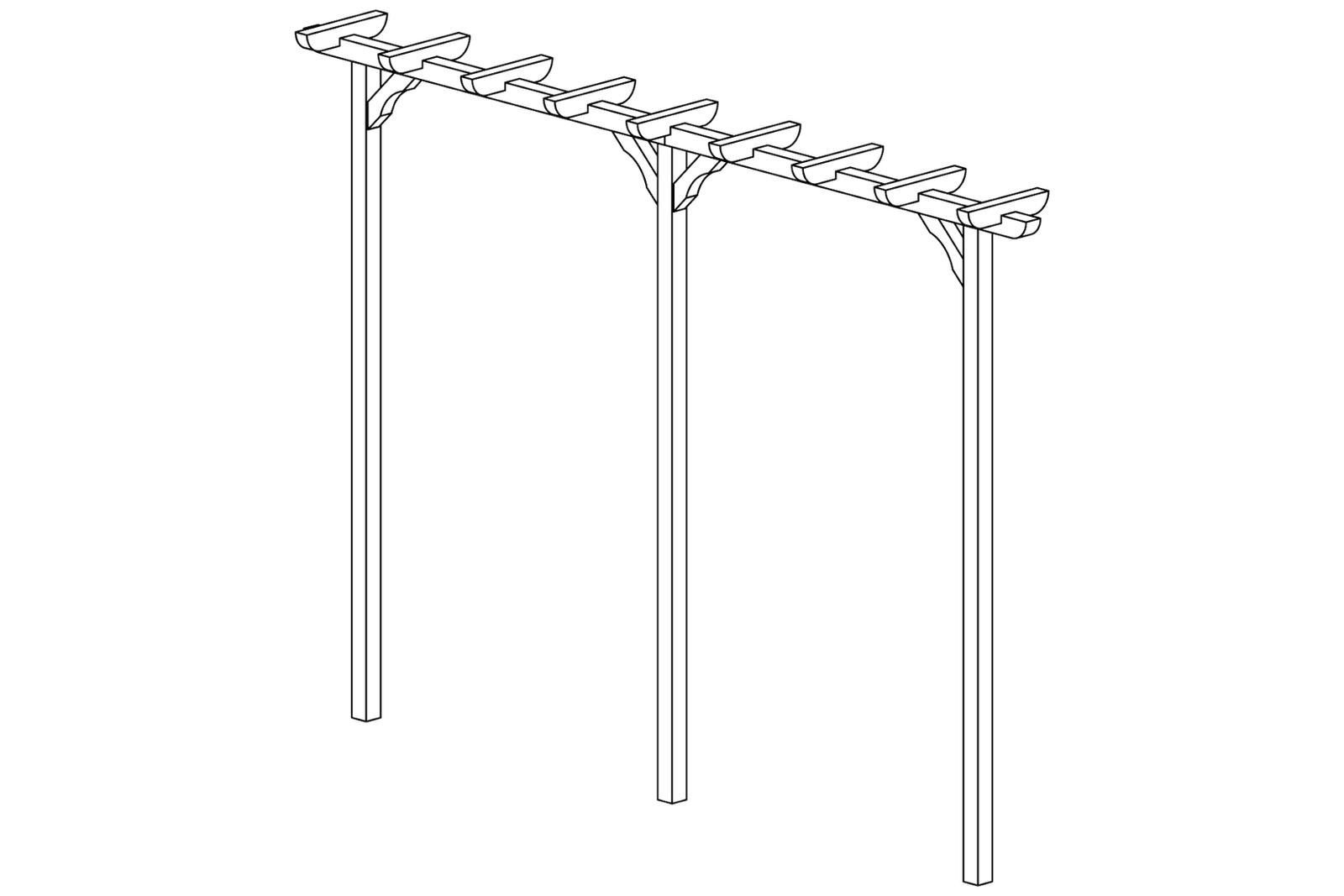 zui Pergola aus Holz 450 cm lang Torbogen Rankhilfe Rankgerüst Blumenbogen Spalier Rosenbogen
