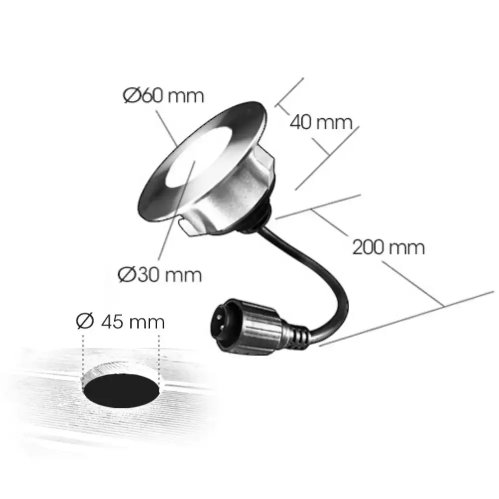 3er-Set LED Bodeneinbaustrahler Außen - rund Ø 6 cm wasserdicht warmweiß - Bodenstrahler für Holzterrasse