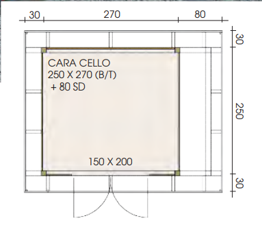 Cara-Cello-2527-80-SD_1 Premium Gartenhaus Cara Cello 2527 + 80 SD