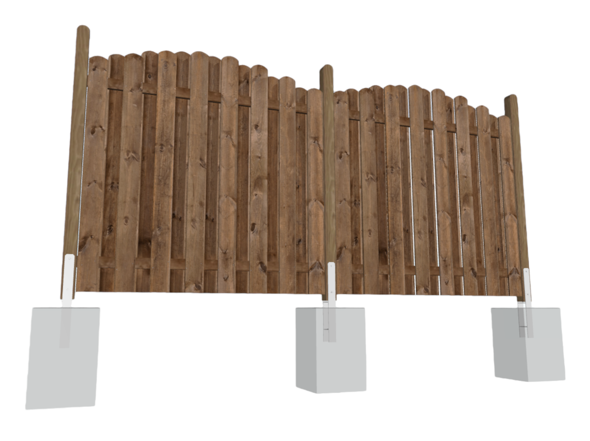 180x180-mit-Bogen-2x_eW8HgAJDm7W66 Sichtschutz BOLEO Bohlen-Zaun mit Bogen 180x180/160 cm Kiefer KDI braun