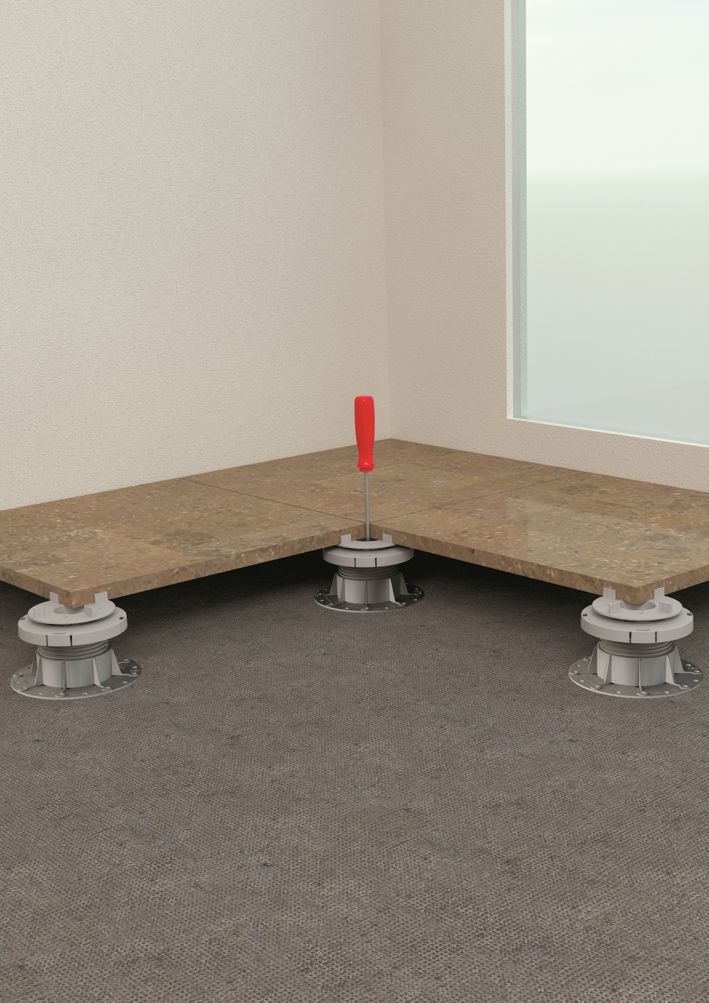 tornavidali001 1 Karton Plattenlager Basic mit Gefälleausgleich bis zu 7% für Terrassen-Platten Terrassenlager