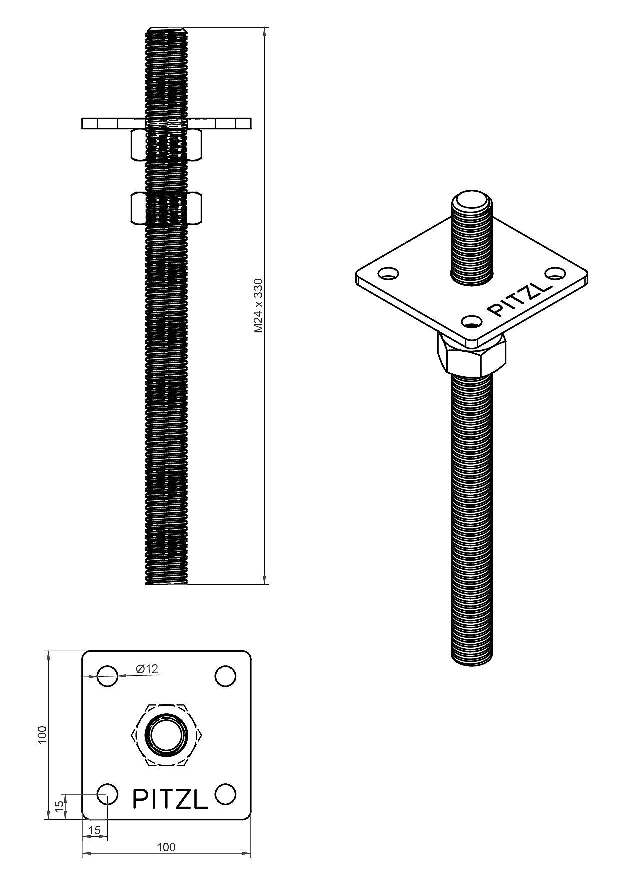 Pitzl Pfostenträger zum Einbetonieren starre Ausführung