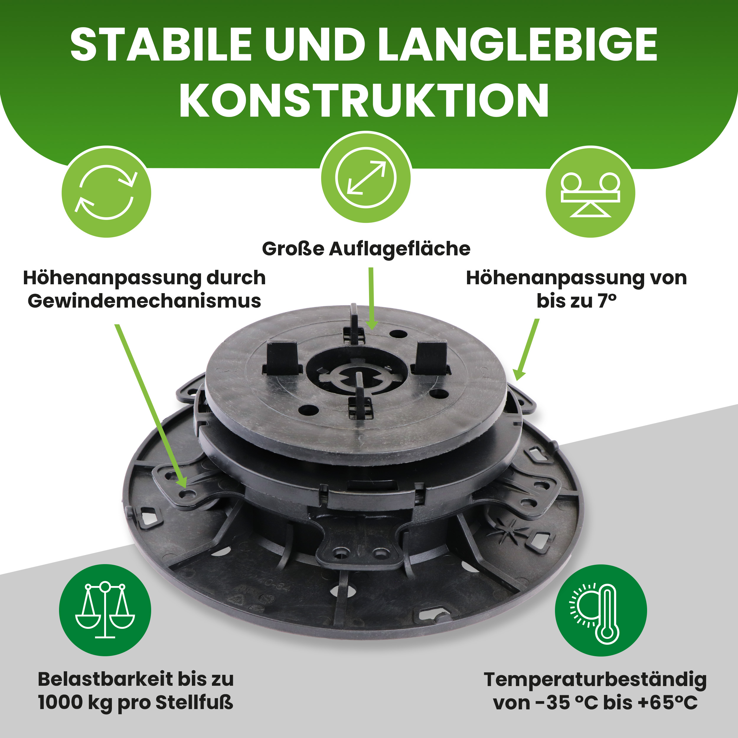 2YwPSFgH2gDJwh 1 Karton Plattenlager PRO mit Gefälleausgleich bis zu 7% für Terrassen-Platten Terrassenlager