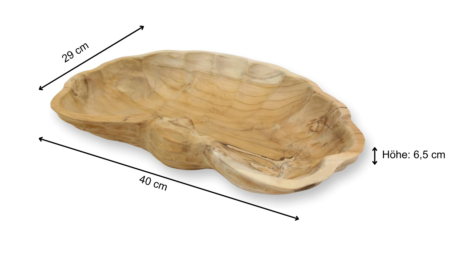 40-cm Schale Teak Holzschale Massiv Teakholz Natur Unikat Deko Rustikal