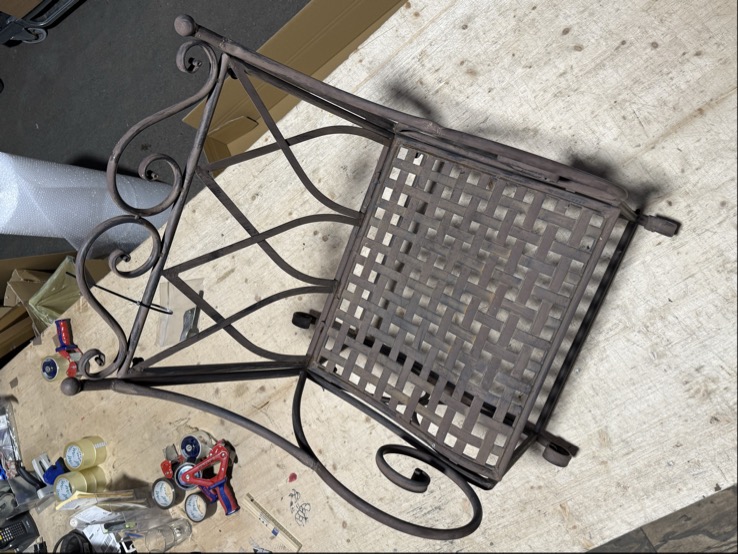 Schaukelstuhl H 105 x B 61 x T 85 cm Stuhl Metall dunkelrostfarben lackiert 79212