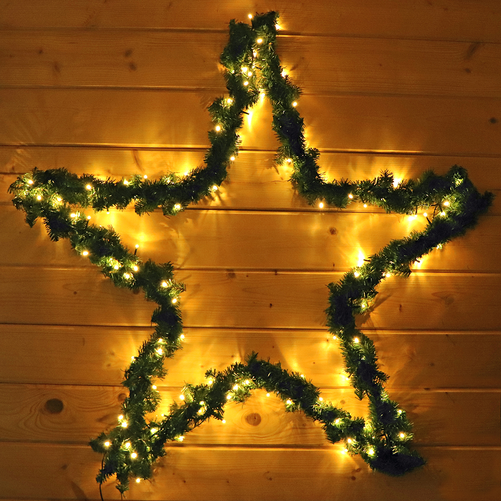 8080 Girlanden-Stern mit LED-Beleuchtung warmweiß Lichterkette Stern Girlande
