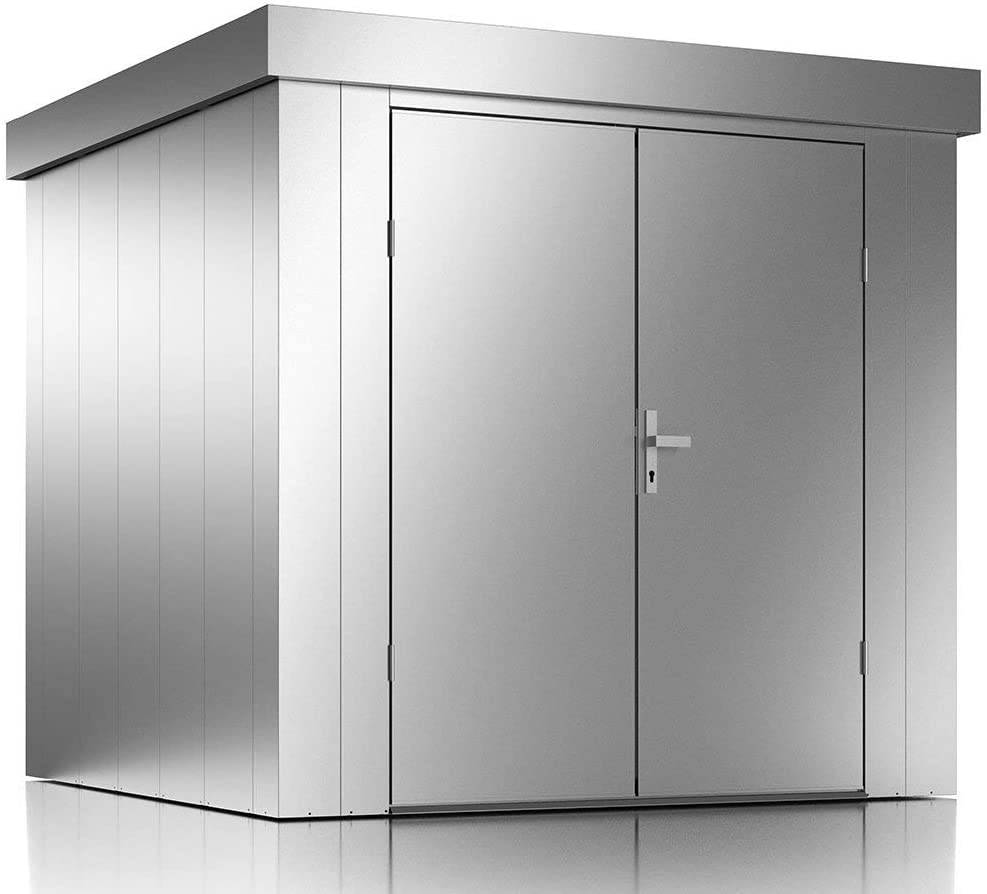 Gerätehaus mit Pultdach aus Metall Geräteschuppen Gartenhaus Gartenhütte