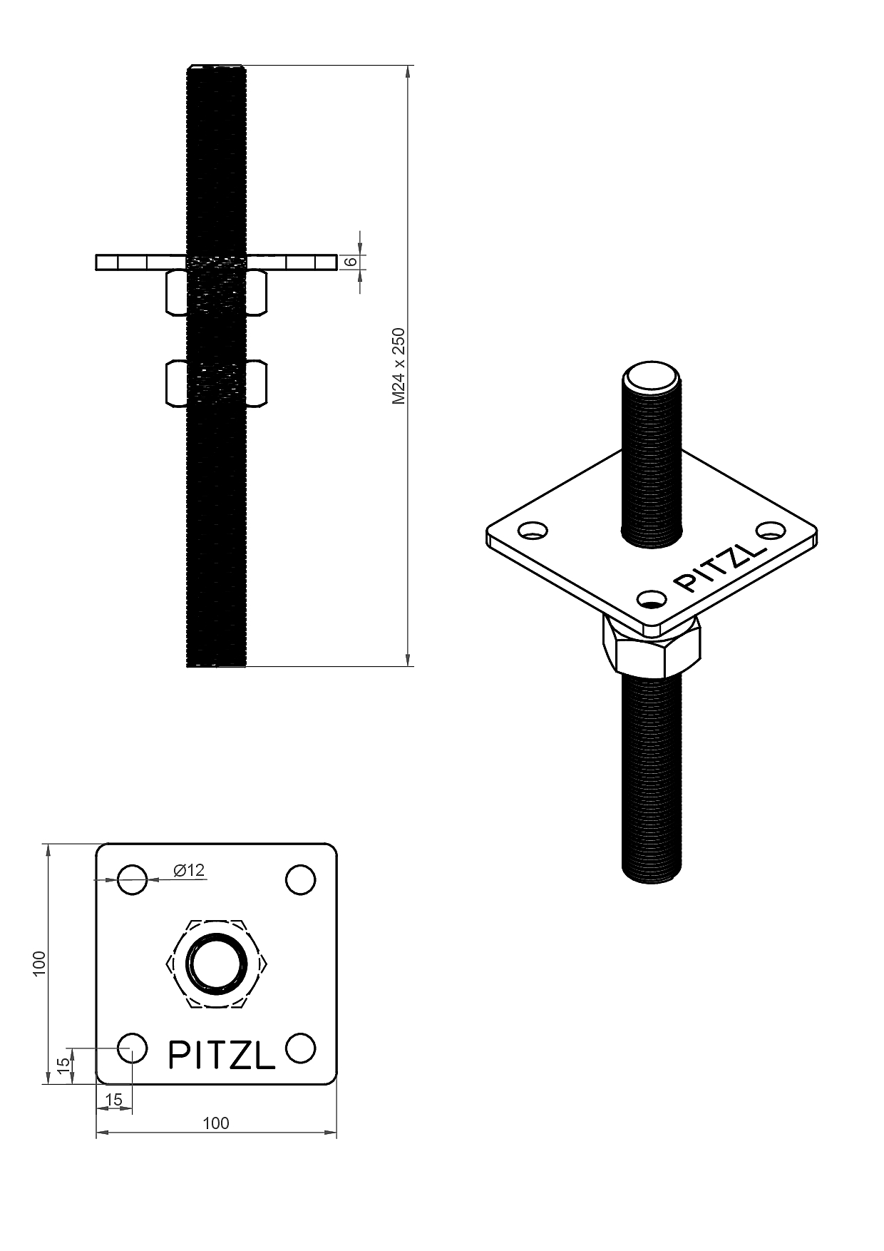 Pitzl Pfostenträger zum Einbetonieren starre Ausführung