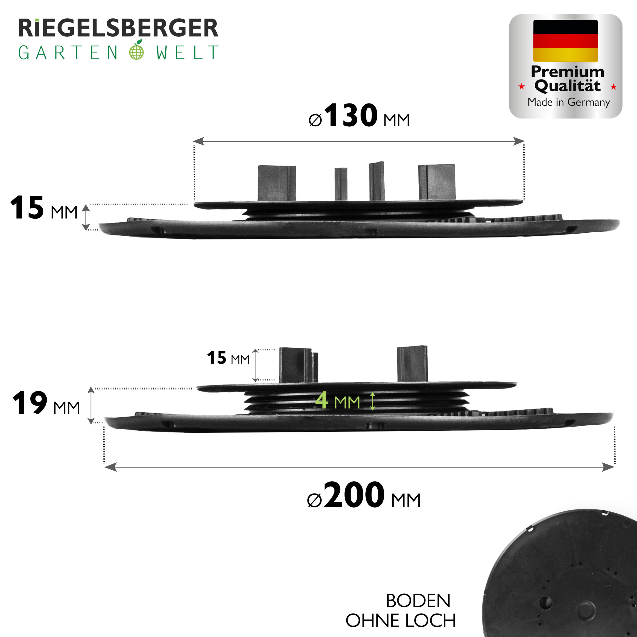 3_Size_15-19JGBRCcOTiVHxe Plattenlager PREMIUM für Stein Beton Keramikplatten Terrassenlager Stelzlager Stellfuß verstellbar