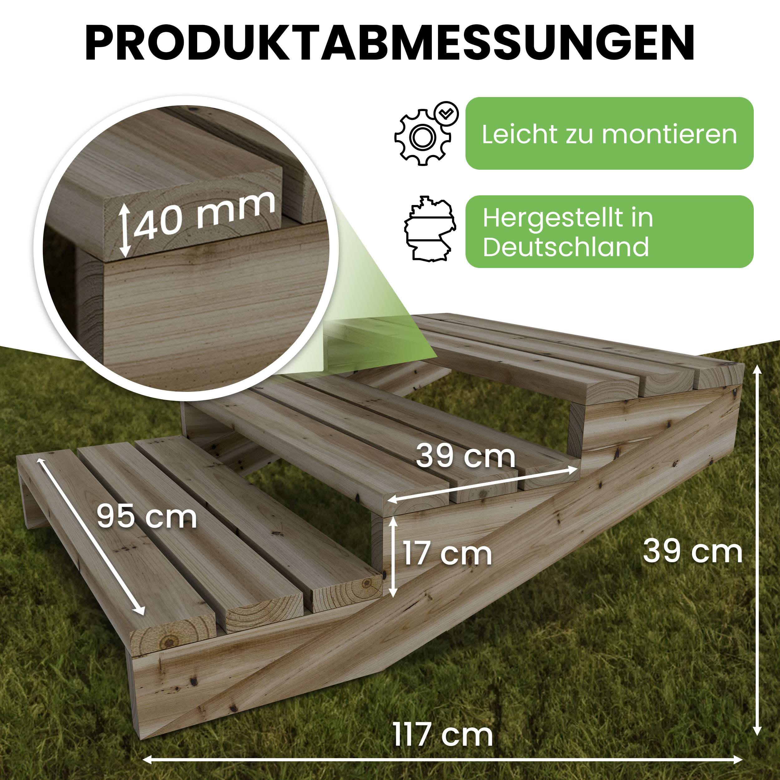 Terrassentreppe XL Kiefer imprägniert Treppe mit Stufen Wangentreppe Breite Terrassentreppe XL Kiefer imprägniert Treppe mit Stufen Wangentreppe Breite