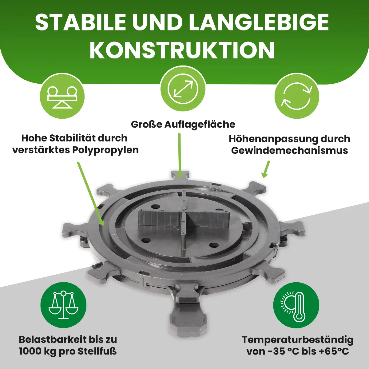 20er Set Plattenlager Pro justierbar 10–15 mm für Terrassenplatten