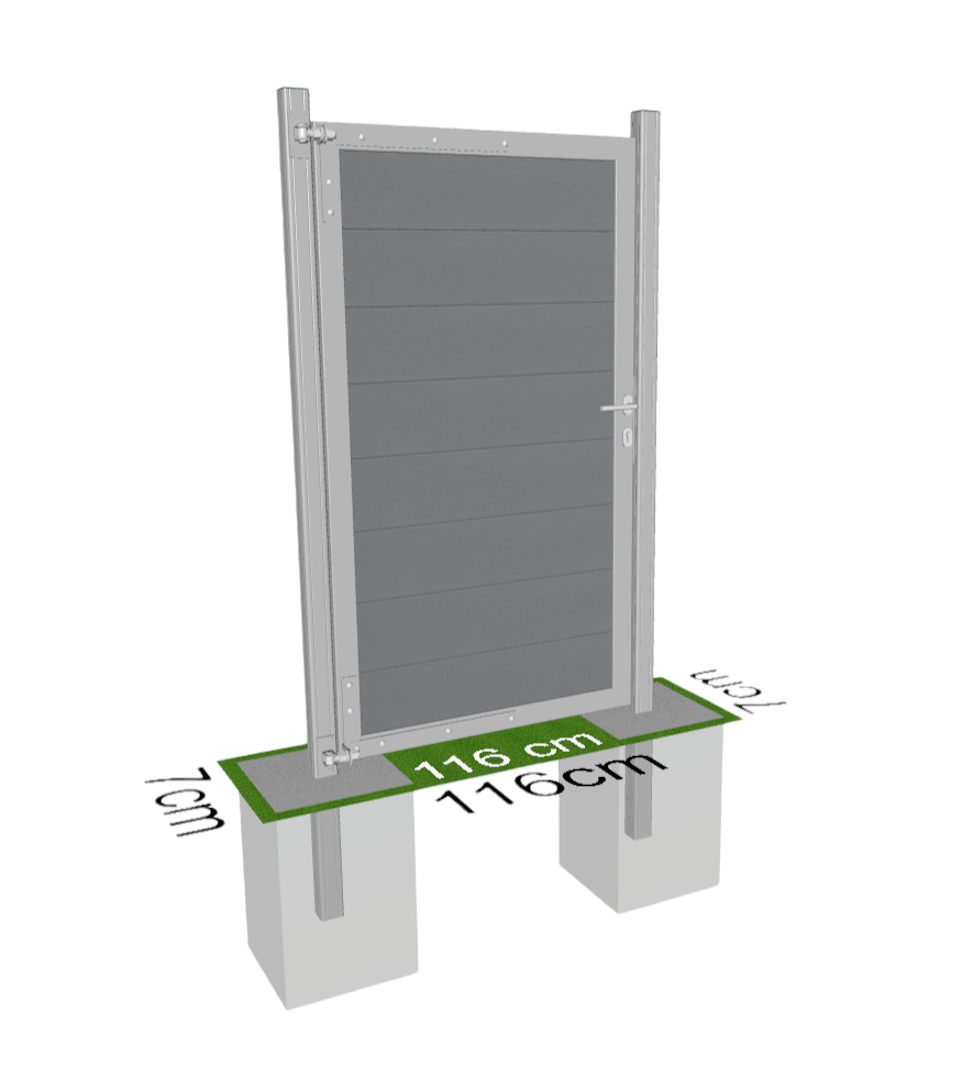 ALU-Tor-Pfosten 7x7x235 cm silber 2er-Set für WPC-Steckzaun