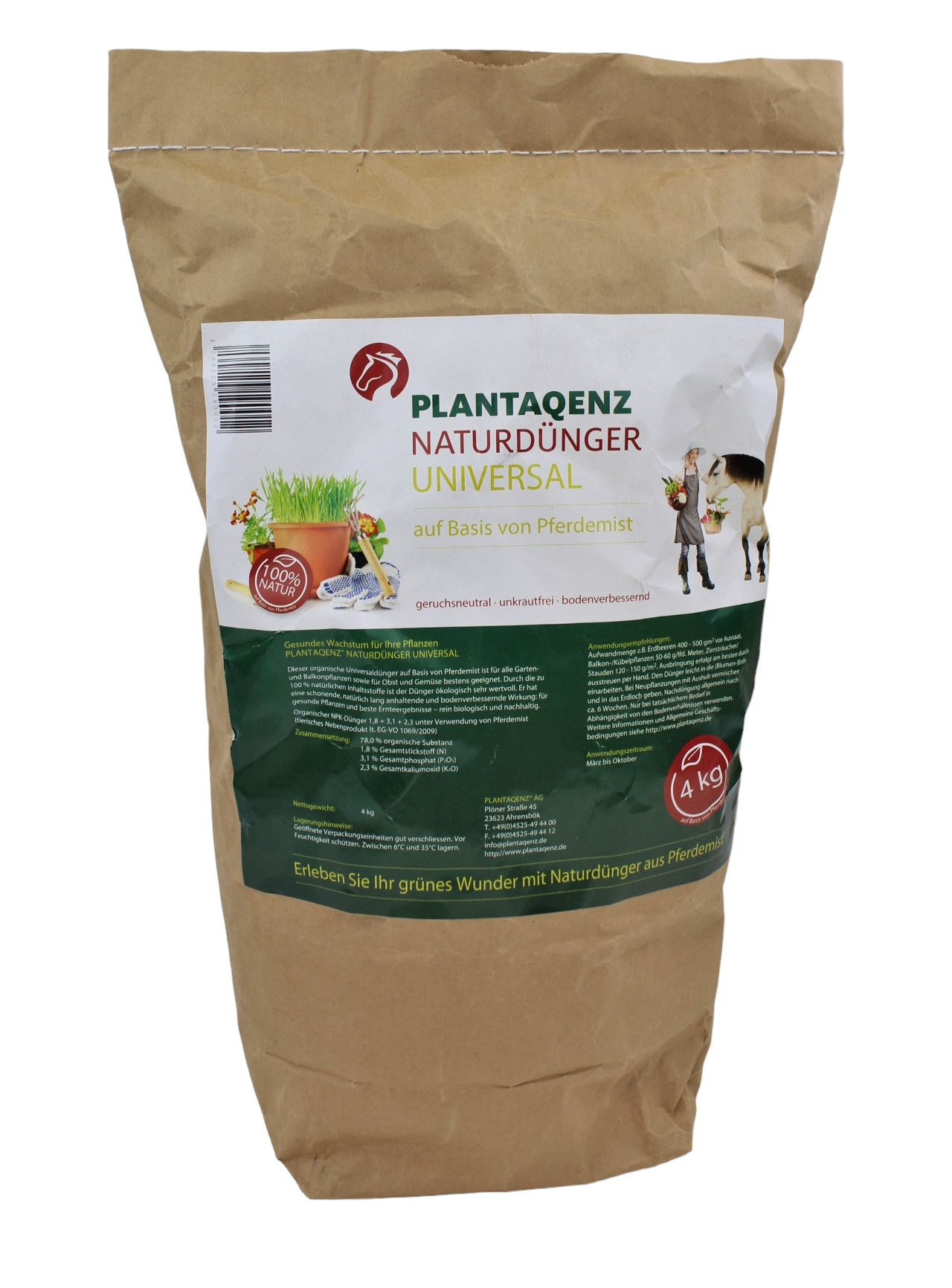 2H8lu4c9J3kJF3 Plantaqenz-Naturdünger Universal 4 kg auf Basis von Pferdemist Pflanzendünger Gartendünger ÖKO