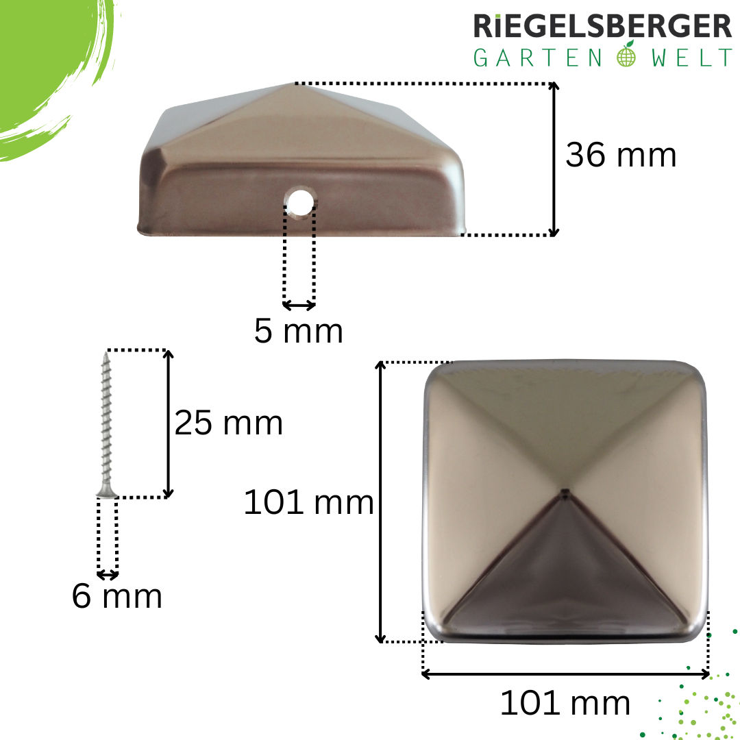 Pfostenkappe Edelstahl Pyramide Zaunkappe Kappe für Pfosten V2A