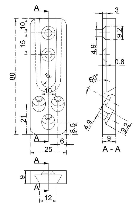 Pitzl Verbinder HVP Standard für Holz-Holzanschluss Maße 25 x 80 x 12 mm