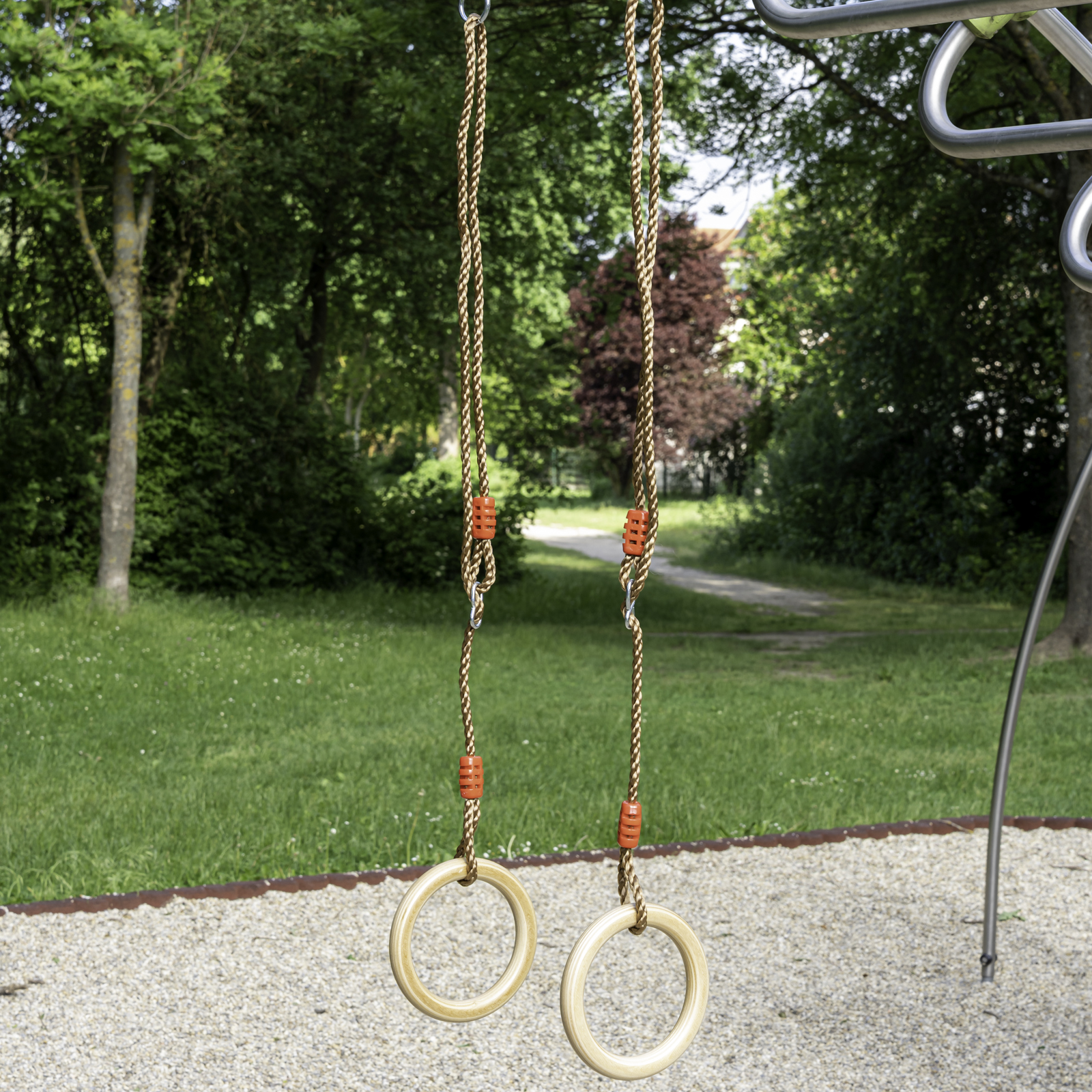 _DSC9858 Professionelle Ringe aus Holz lackiert Turnringe Gymnastikringe Seilringe zum Aufhängen Ringe Ø190mm