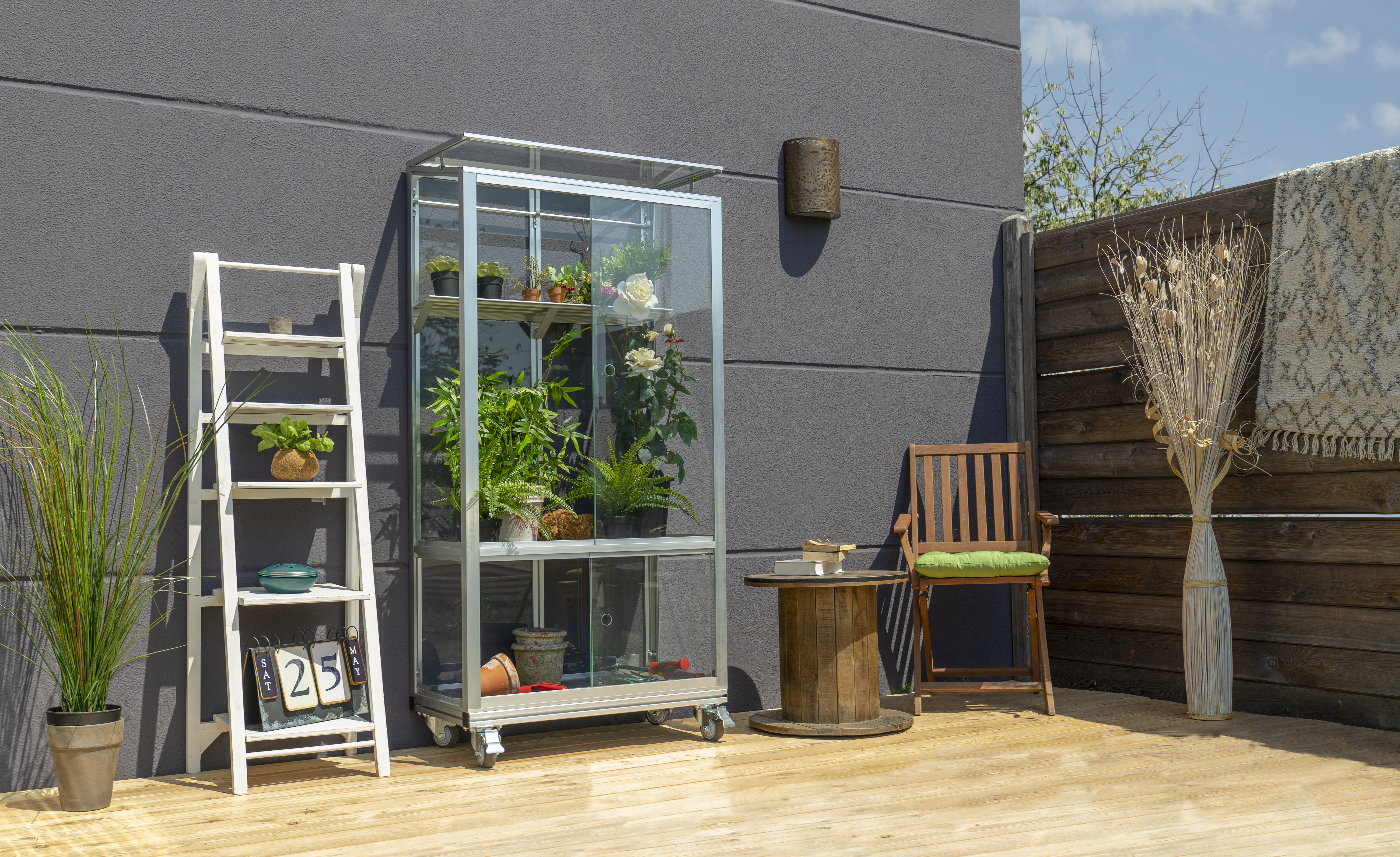 Gewächshaus Stad Balkongewächshaus 350 ESG Rollfundament