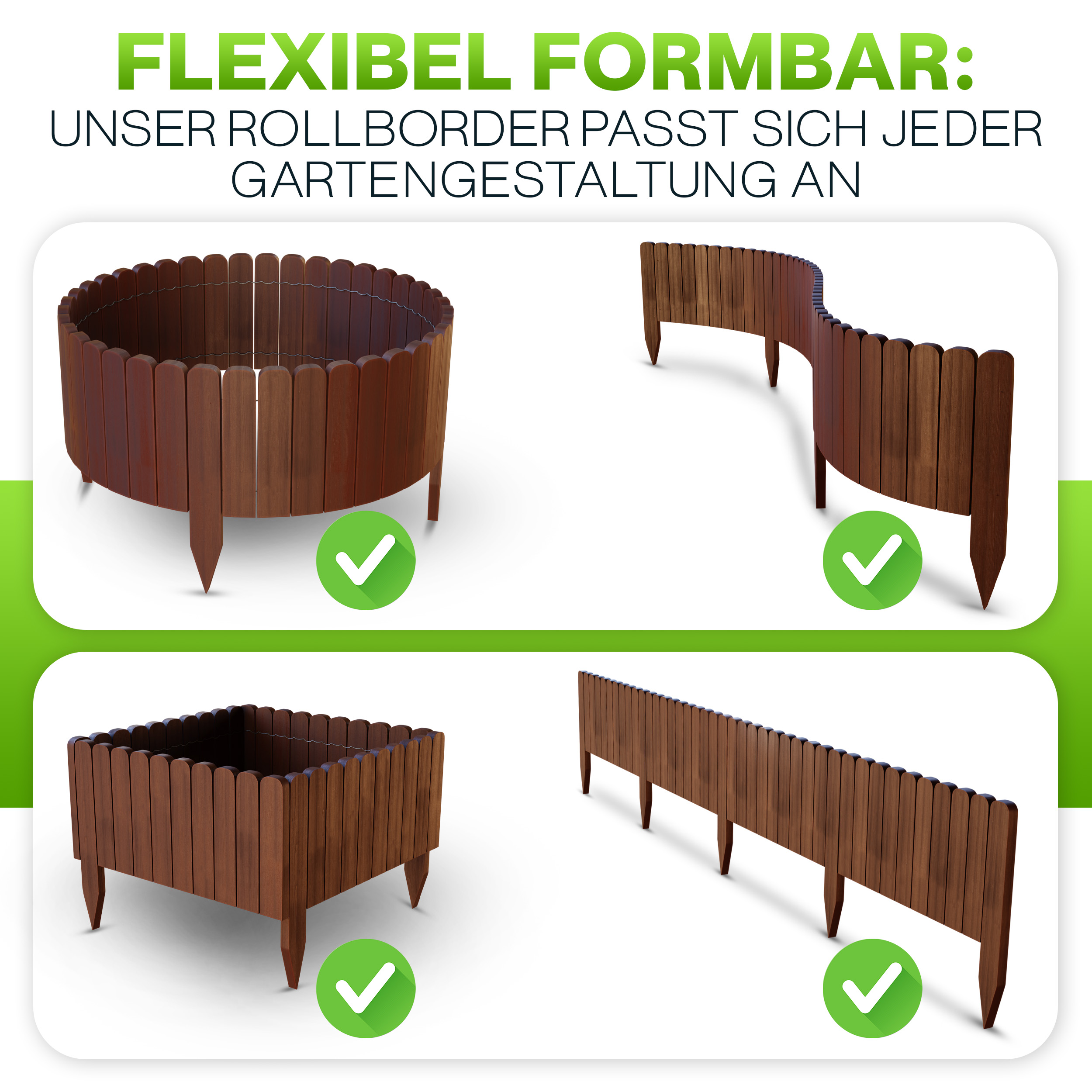 04ALrvPCeUCeVpO Rollboarder Umzäunung Mähkante Holzzaun Tannenholz Länge 203 cm