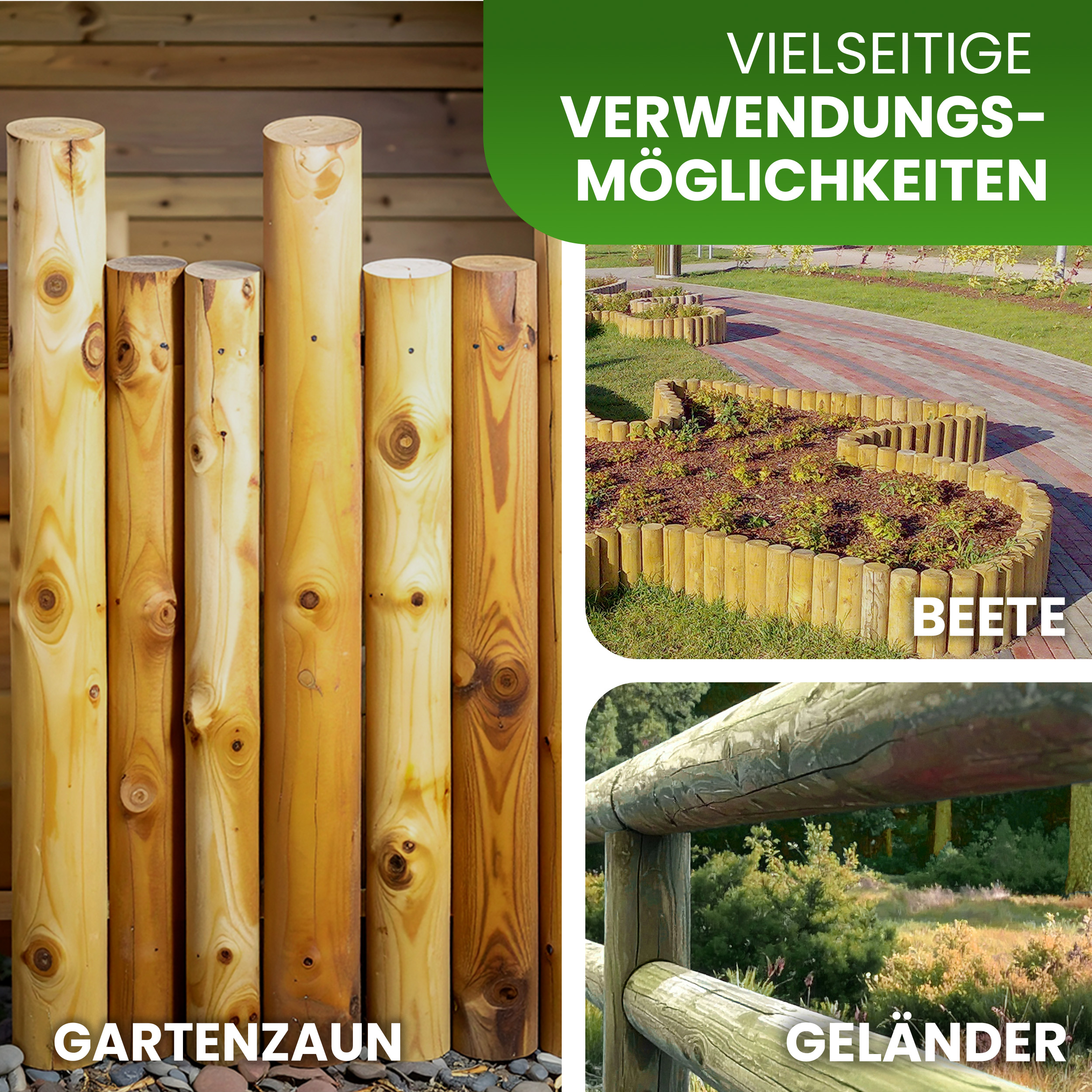 Palisade Ø 10 cm Kiefer imprägniert Rundholz Pfosten