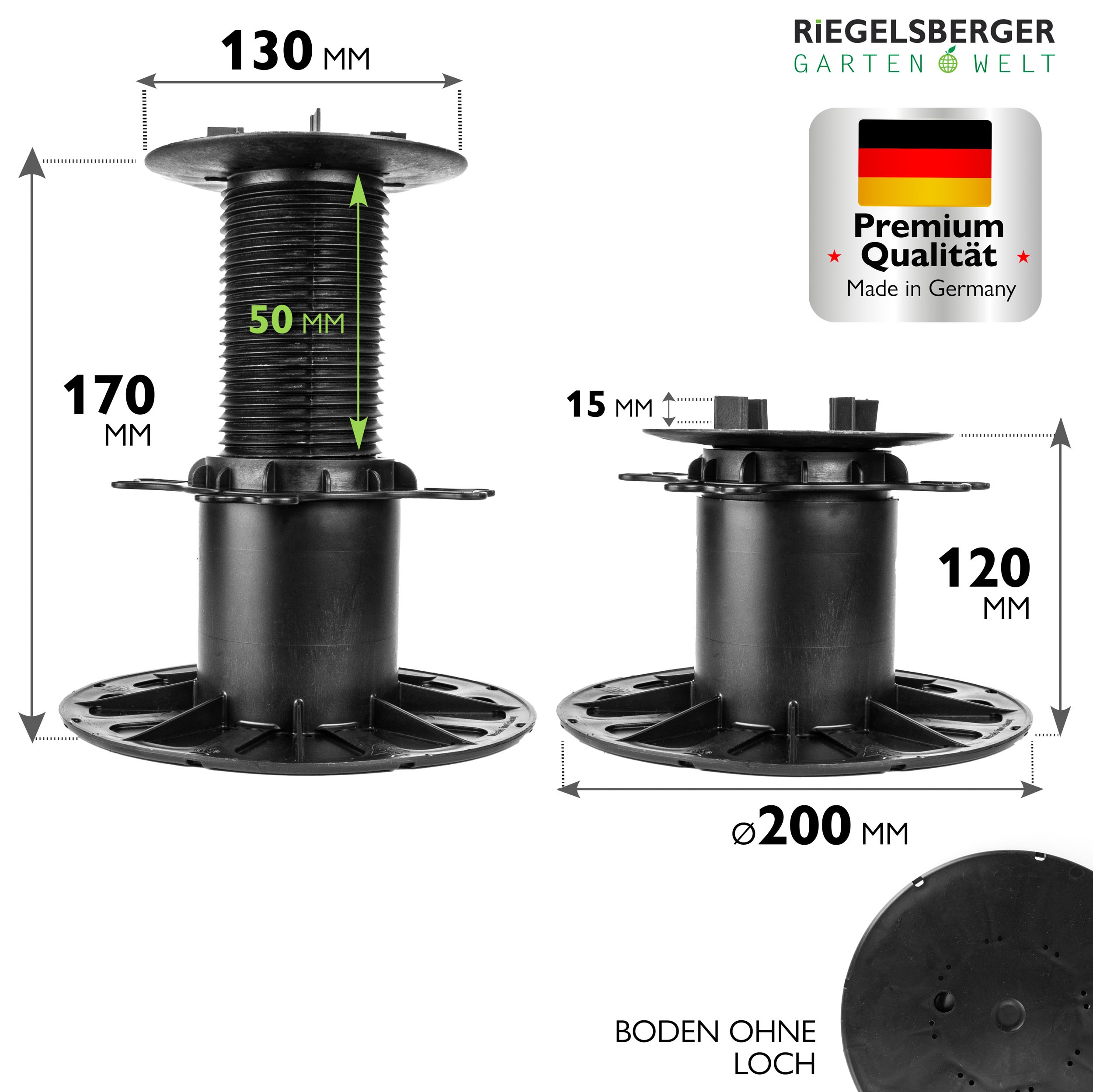 3_Size_120-170UU29qCWQUkftR 1 Karton Plattenlager Premium für Stein Beton Keramikplatten Terrassenlager Stelzlager Stellfuß