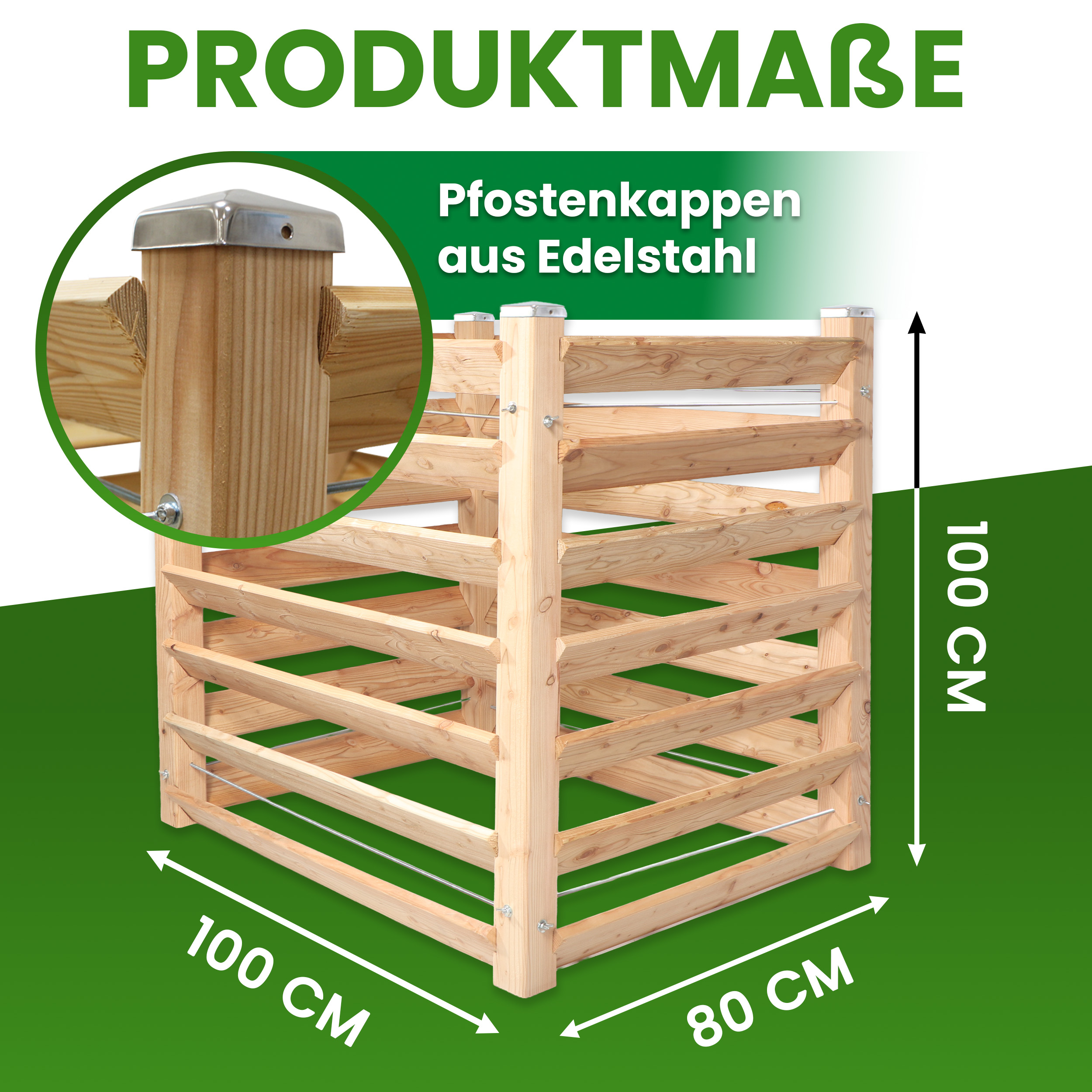 Moderner Komposter Single aus Lärchenholz 80x100xH100 cm