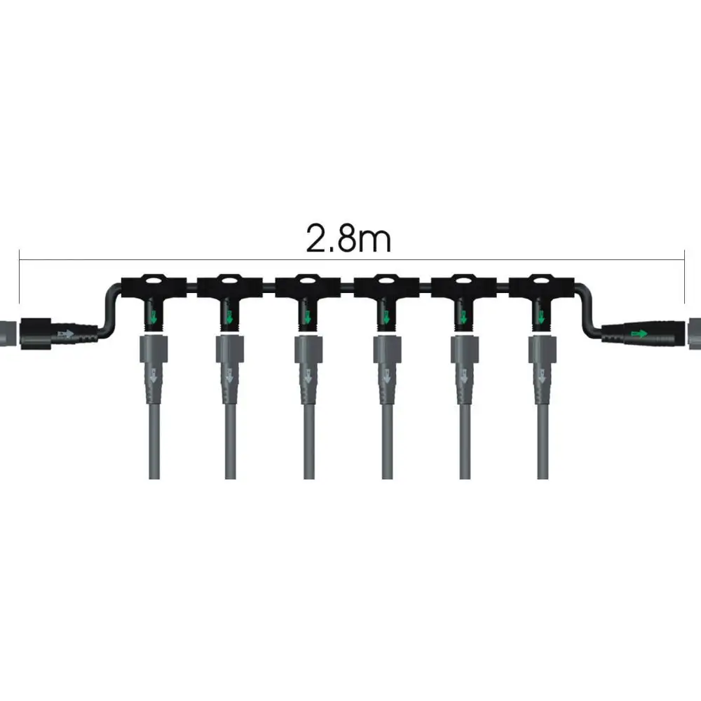 Steckverbinder 230V wasserdicht • Kabelverbinder 2,8 m 6 Ausgänge schwarz • IP67 Gartenbeleuchtung