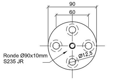 90_ Pitzl Säulen-Pfetten-Verbinder SPP Obere Platte Ø 90x10 mm M10 Stahl galvanisch verzinkt 88710.0000