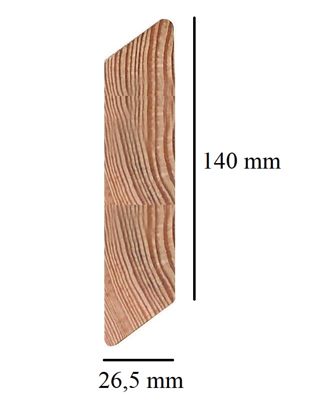 Rhombusprofilleiste-26-5x140 Rhombusleiste geriffelt Parallelogramm Lärche 26,5x140x4000 mm 2. Wahl