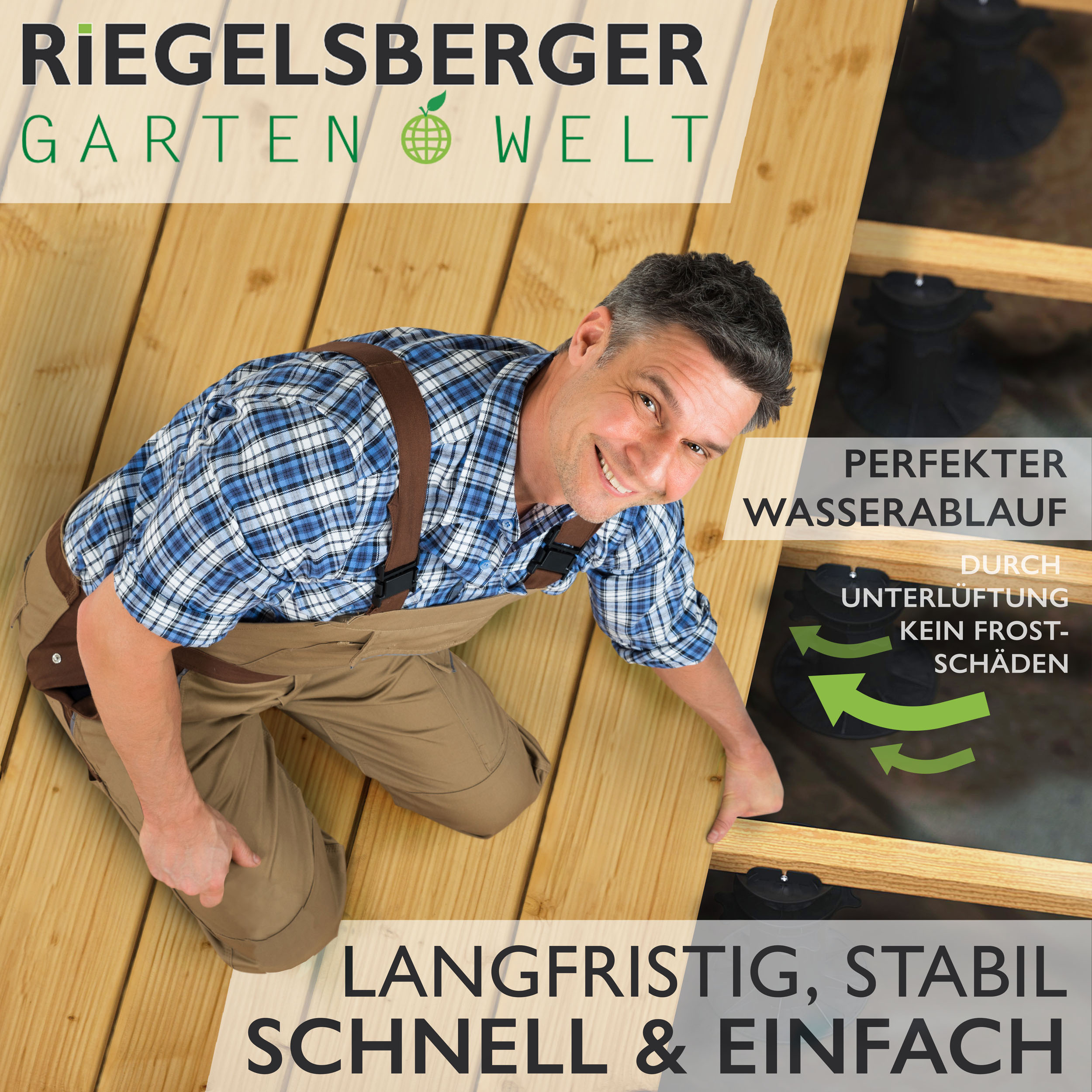 2_Emotion_PremiumBalken PREMIUM Terrassenlager für Holz WPC ALU Stelzlager Balkenlager Stellfuß höhenverstellbar