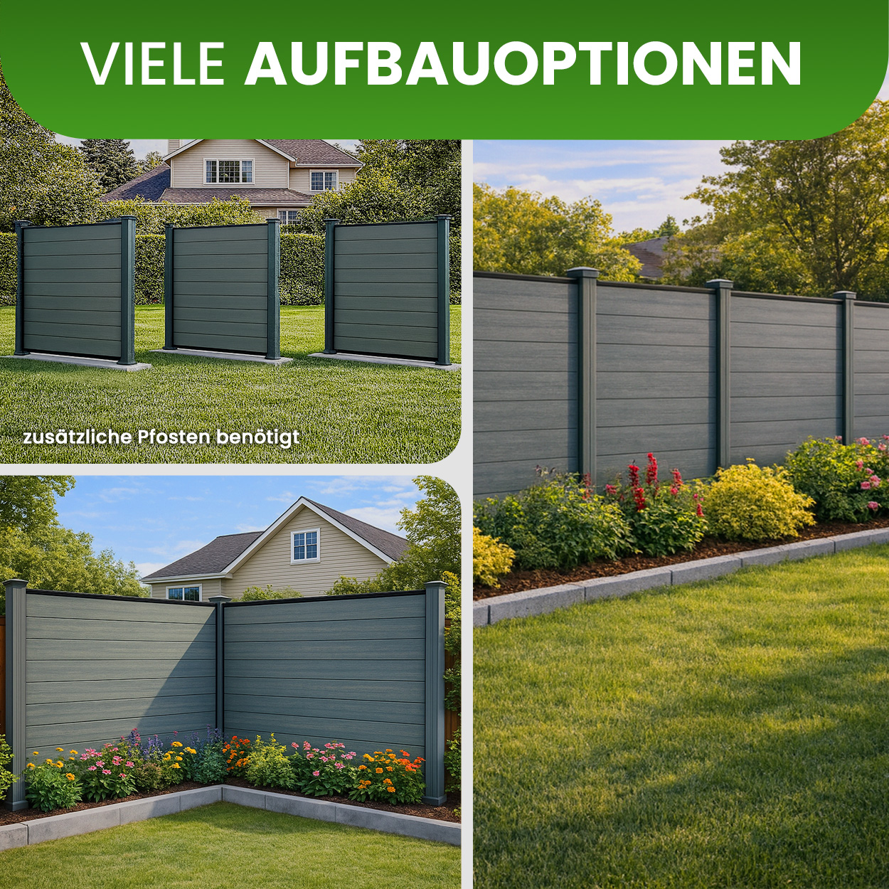 WPC-Sichtschutzzaun Komplett-Set Steckzaun