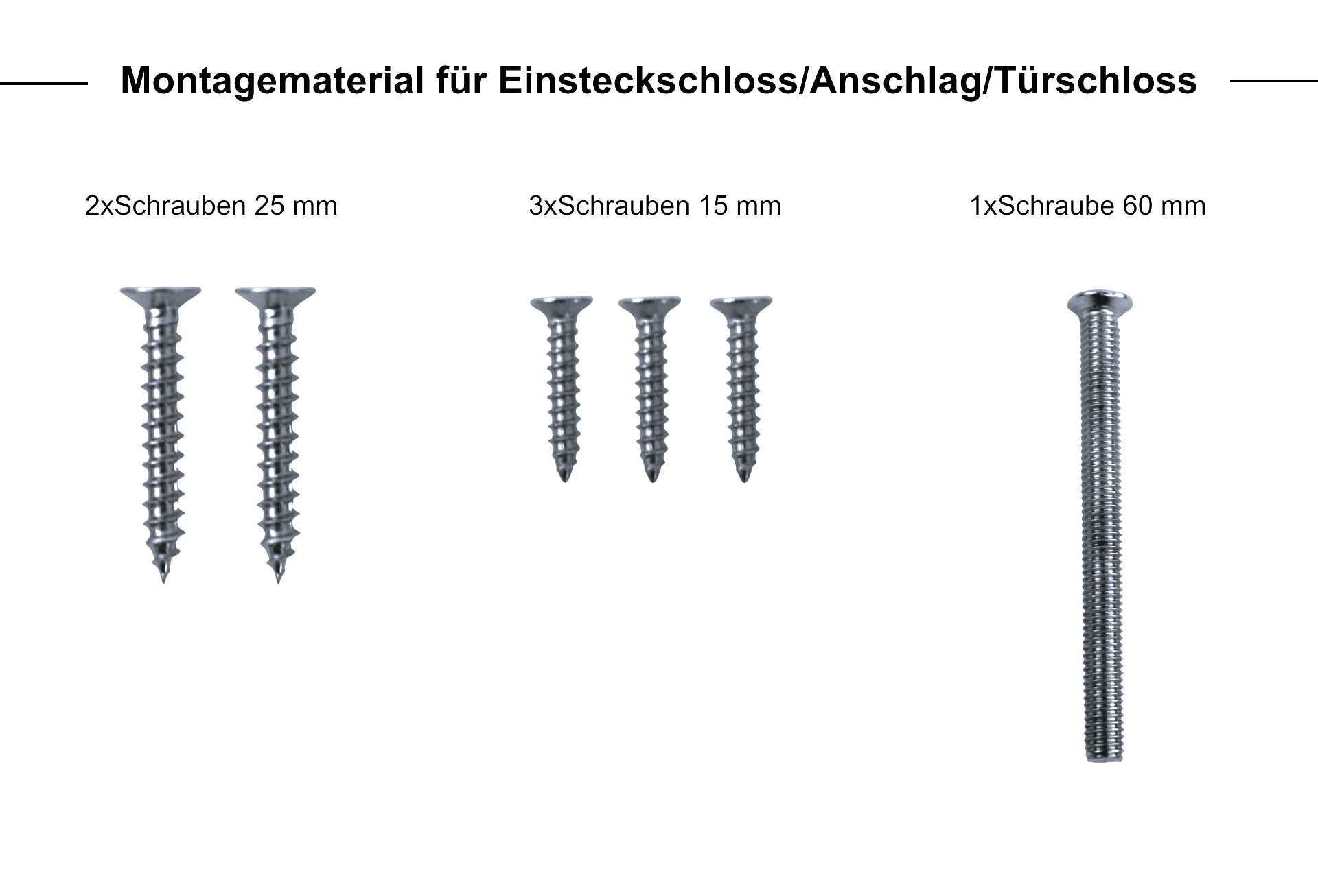 Montagematerialien-Einsteckschloss-Anschlag-Tuerschloss Einsteckschloss mit Türschloss + Drückergarnitur mit eckigen Griffen und Langschild Edelstahl