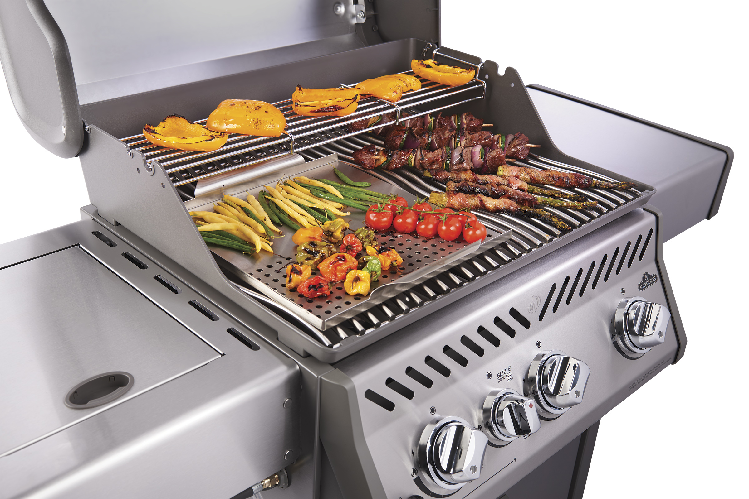 r425sib_food_1 Napoleon Gasgrill Rogue SE425, mit Heck- und Seitenbrenner, Schwarz, inkl. Drehspieß