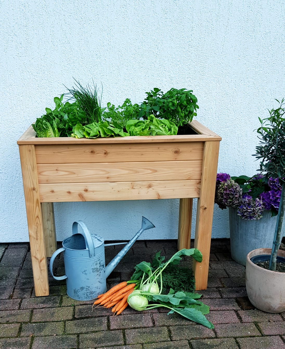 Stelzenhochbeet Stelzenhochbeet aus Lärche natur Pflanzbeet Kräuterbeet Gemüsebeet Hochbeet Balkon Terrasse