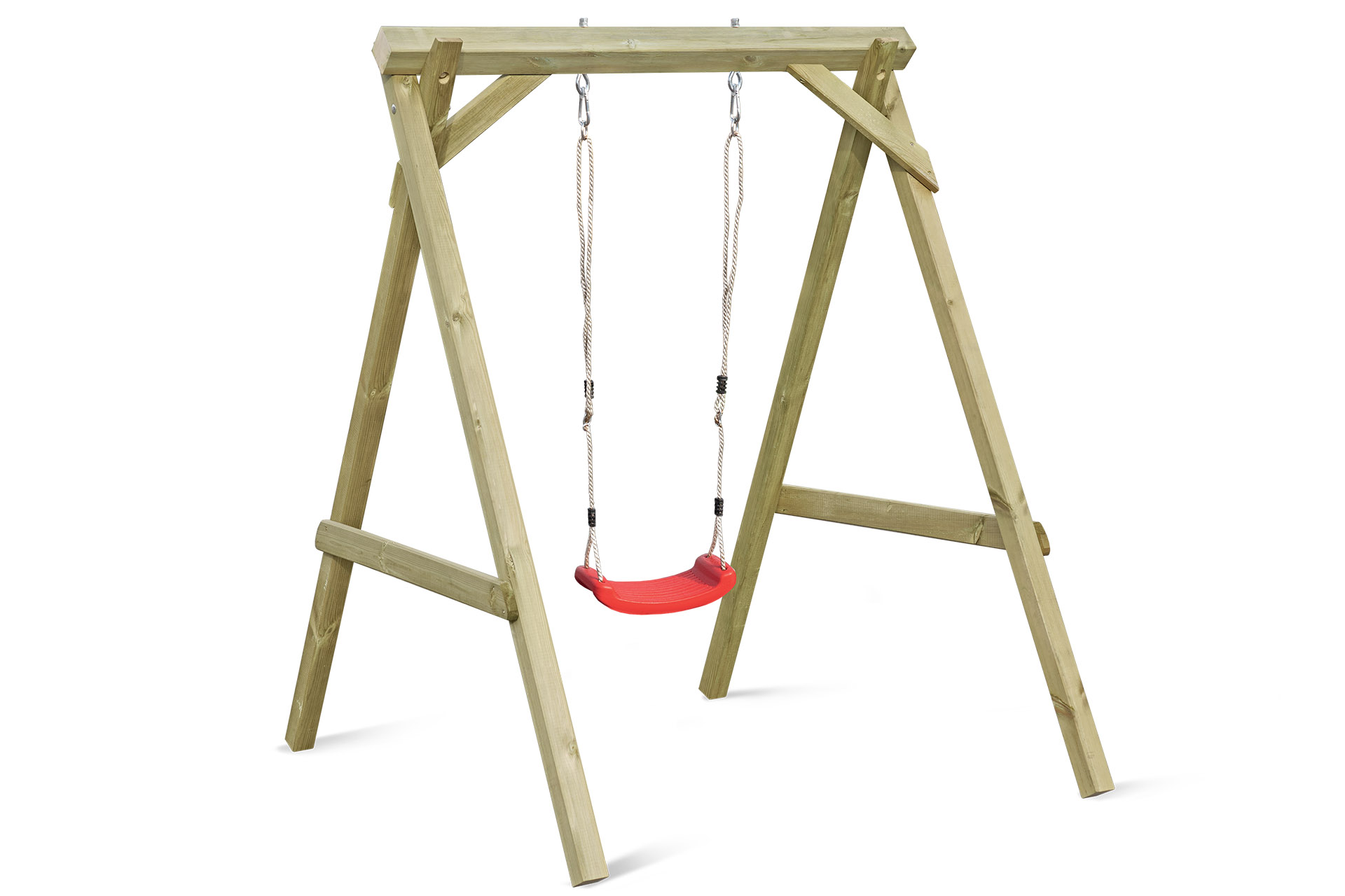 67158-67162-W2 Premium Kinderschaukel 1.1 Kiefer imprägniert Einzelschaukel mit roten Schaukelsitz TÜV geprüft