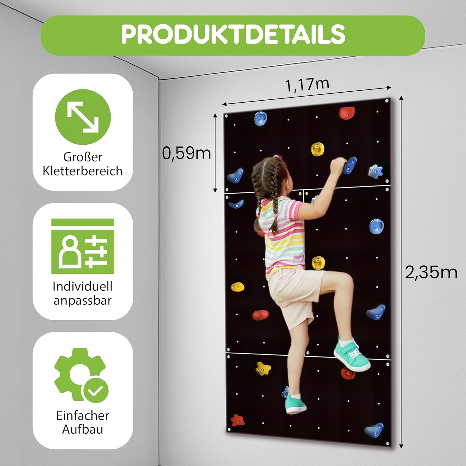 b6xcogUGNW9PaTt Kletterwand Outdoor mit bunten Klettersteinen und Montagematerial für Kinder und Erwachsene