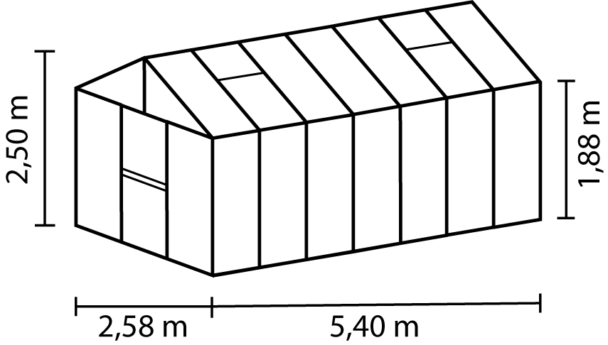 Gewächshaus Zeus 13800 ESG 3mm u. HKP 10mm, alu