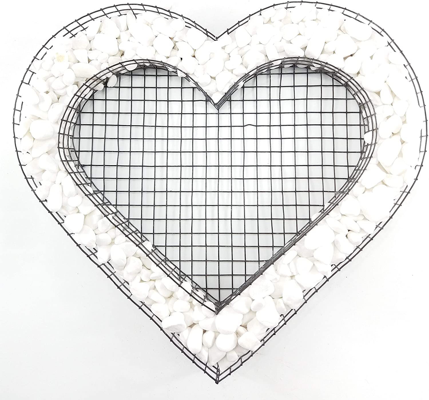 Carrara Herz Gitter Buntsteine Glassteine Natursteine Grabschmuck Grabgestaltung Blumentopf
