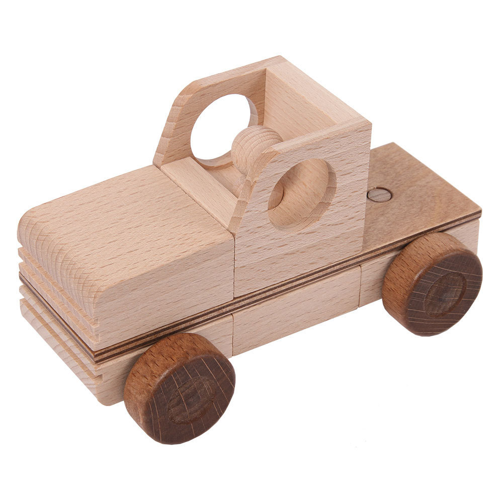60050_4 Beck Flexi Fahrzeug Baukasten mit 31 Elementen Pritschenwagen Kastenwagen Langholzwagen