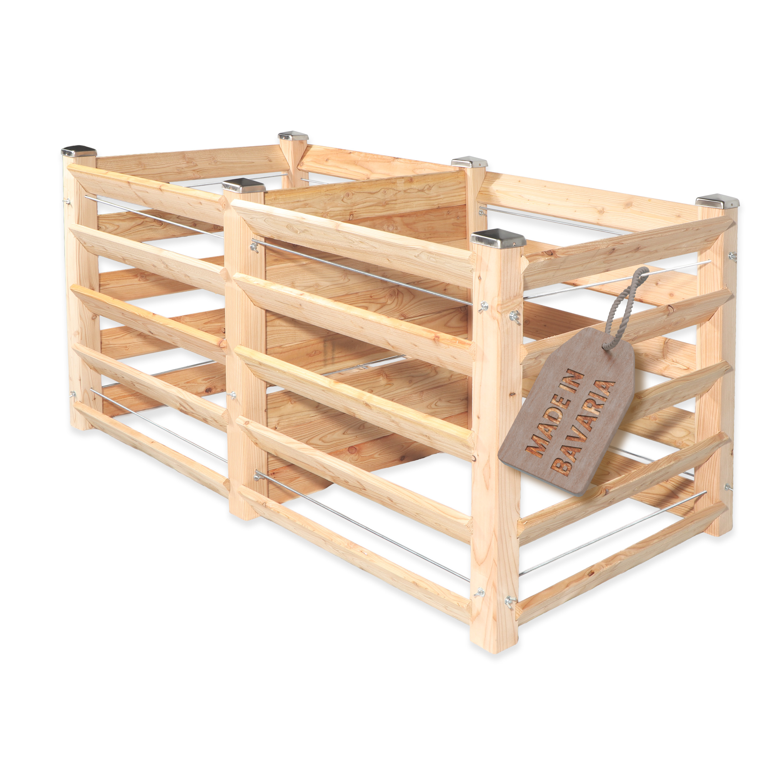 Moderner Komposter Duo 100x193xH80 cm aus Lärchenholz Massivholz Steckkomposter Kompostsilo Holzkomposter