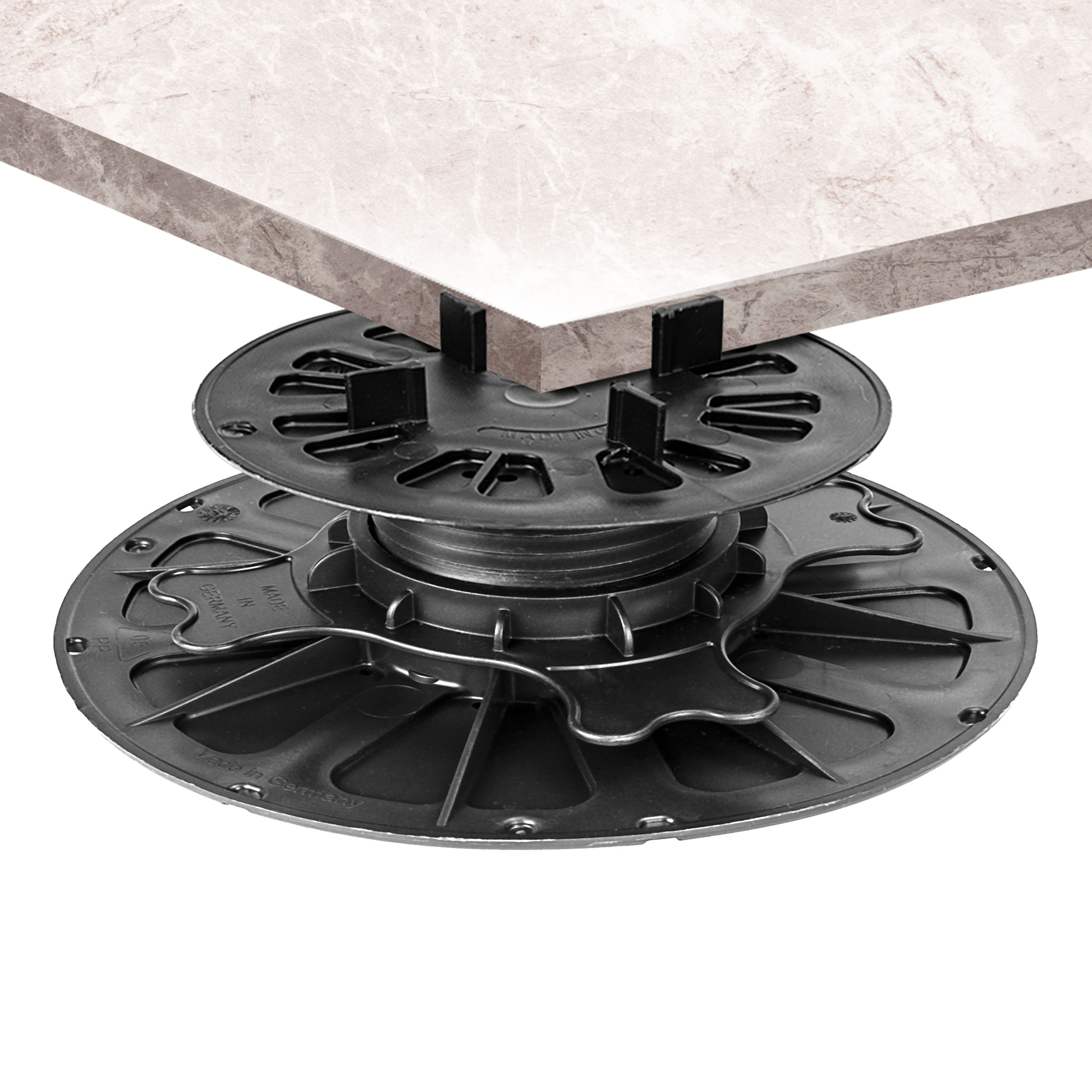 1_Starter_40-70 Plattenlager PREMIUM für Stein Beton Keramikplatten Terrassenlager Stelzlager Stellfuß verstellbar